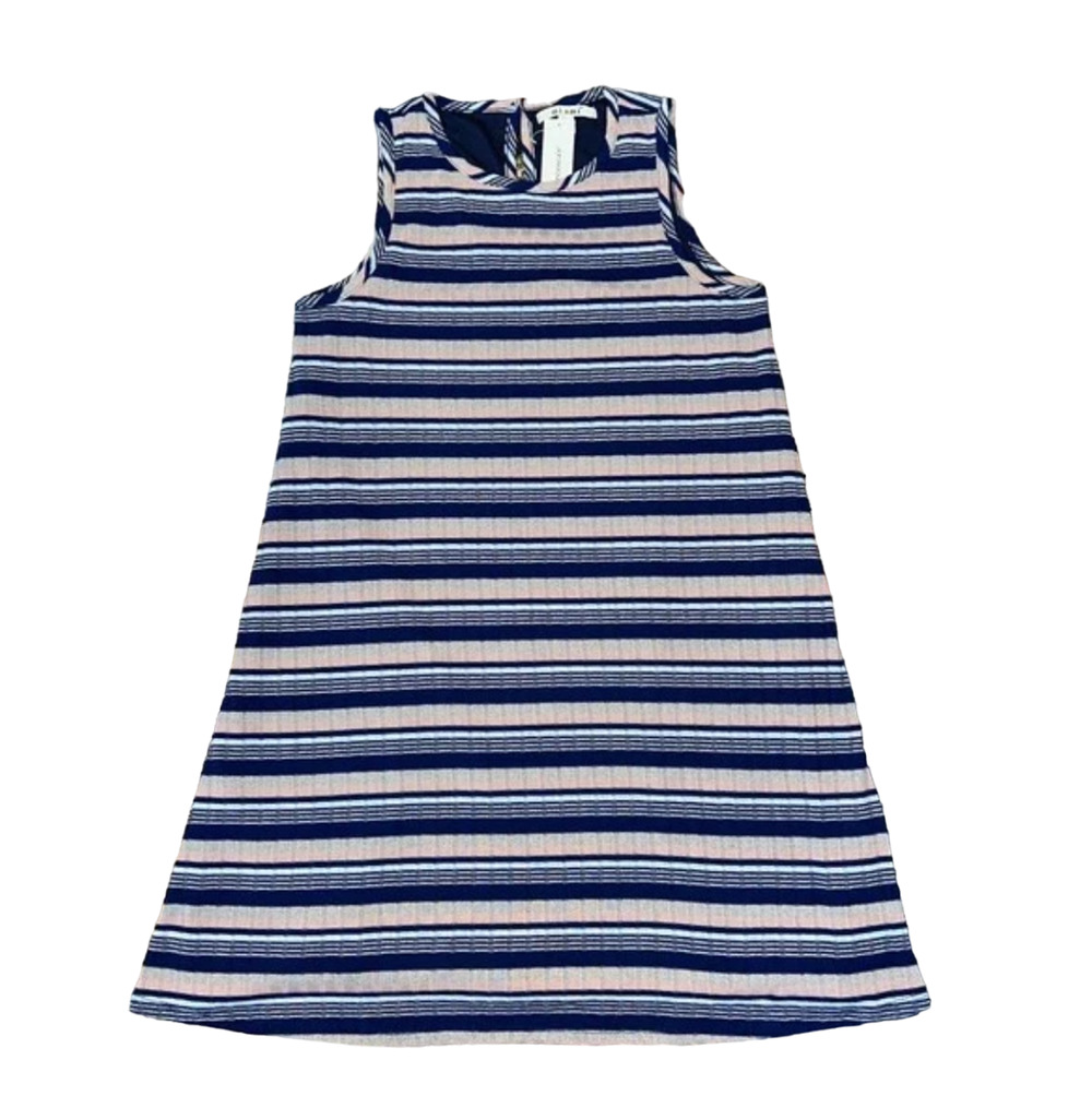 NWT Francesca's Mi ami Navy, Pink, White & Metallic Striped Shift Dress - SIZE M